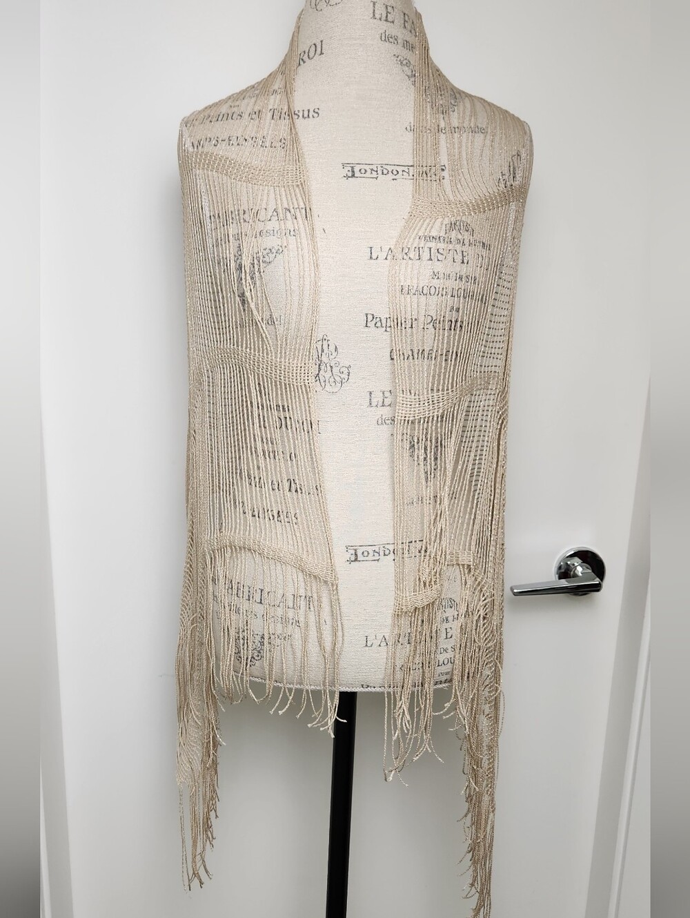 Art Deco Macrame Lace Fringe Shawl Scarf
